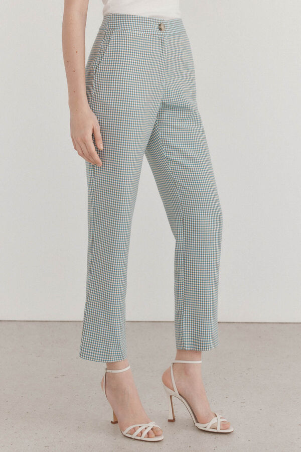 Pedro del Hierro Pantal&oacute;n de traje cuadros Vichy Azul