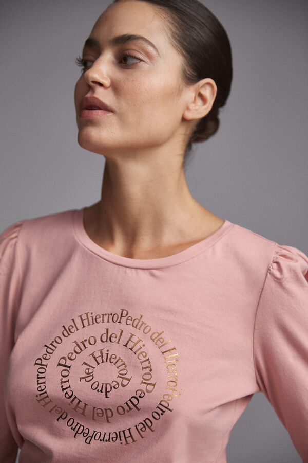 Pedro del Hierro T-shirt logo foil dourado Rosa