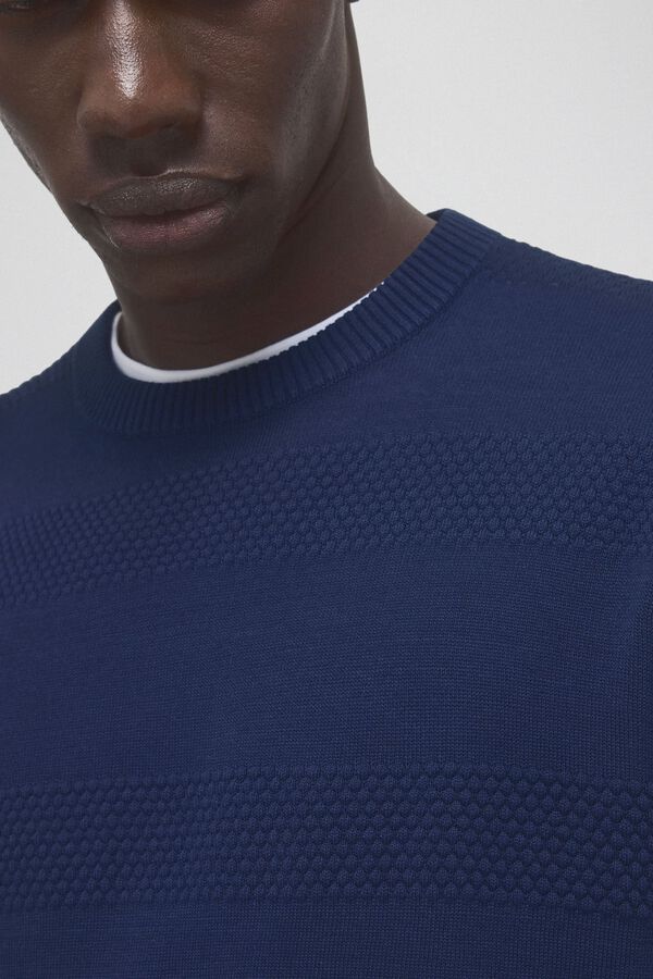 Pedro del Hierro Jersey punto fino algod&oacute;n estructura horizontal Azul