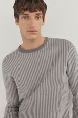 Pedro del Hierro Suéter estruturado vertical com gola redonda  Cizento