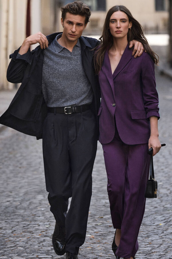 Pedro del Hierro Cal&ccedil;as retas fato P&uacute;rpura