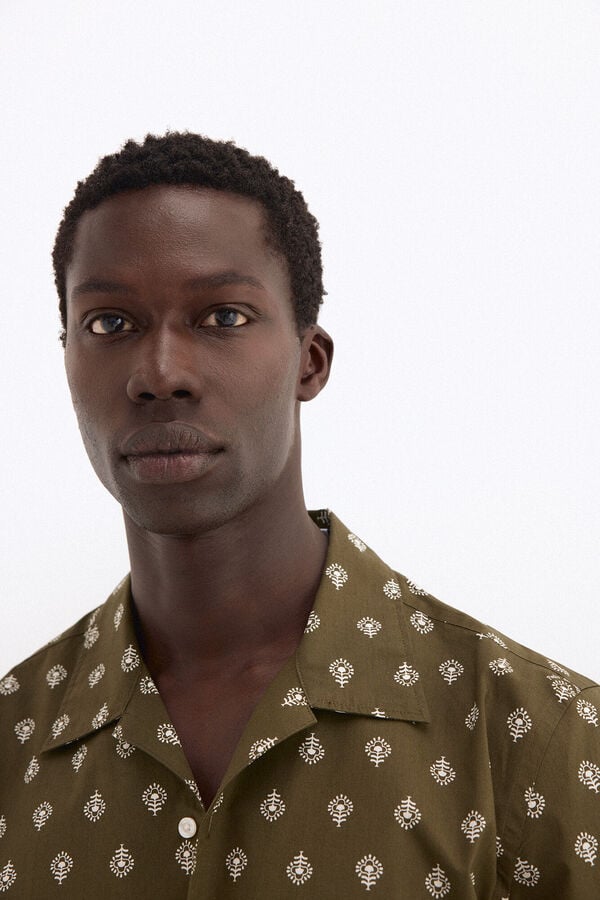 Pedro del Hierro Camisa estampada manga curta Verde
