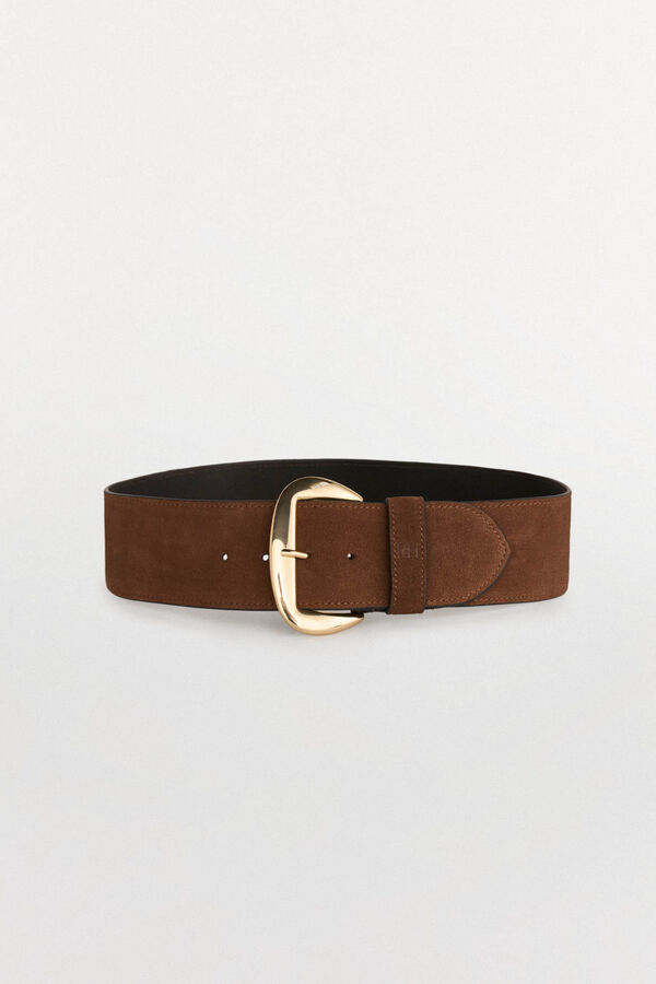 Pedro del Hierro Cinto largo de pele com fivela oval Marrom