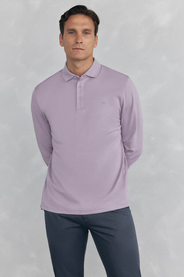 Pedro del Hierro Polo mercerizado manga larga Morado
