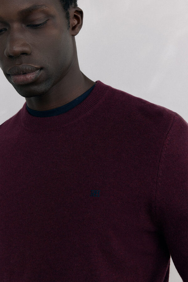 Pedro del Hierro Jersey cuello caja lana merino y cashmere Burdeos