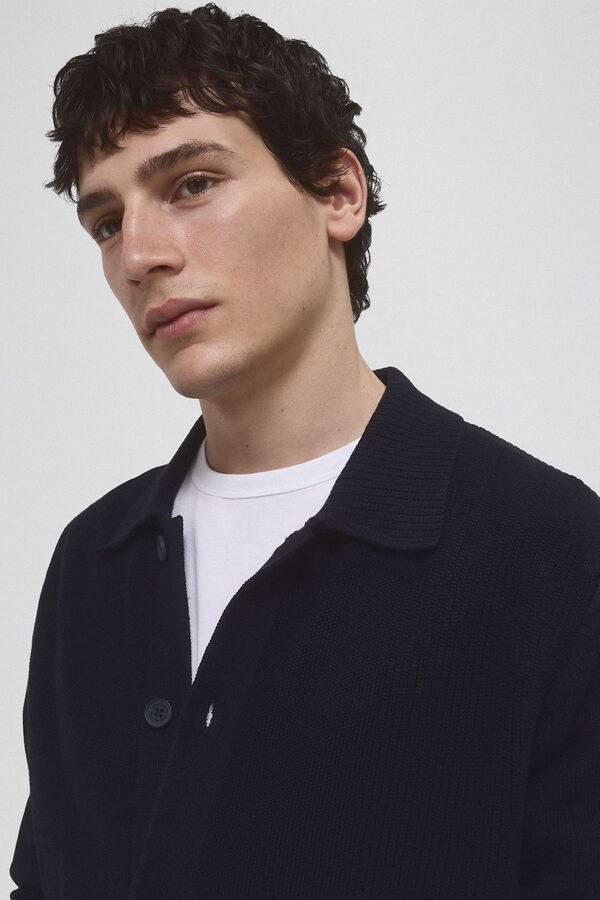 Pedro del Hierro C&aacute;rdigan punto algod&oacute;n cuello polo botones Azul