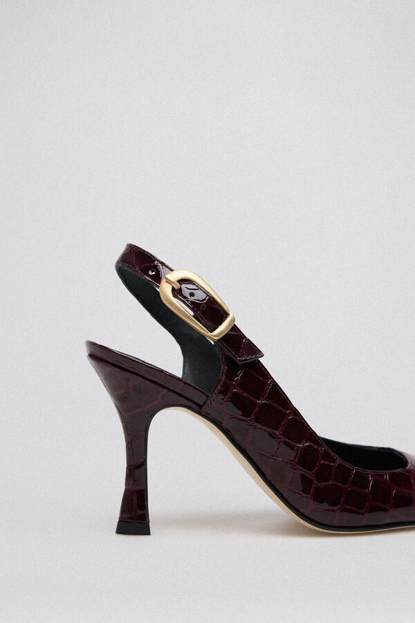 Pedro del Hierro Zapato tac&oacute;n destalonado cocodrilo Morado