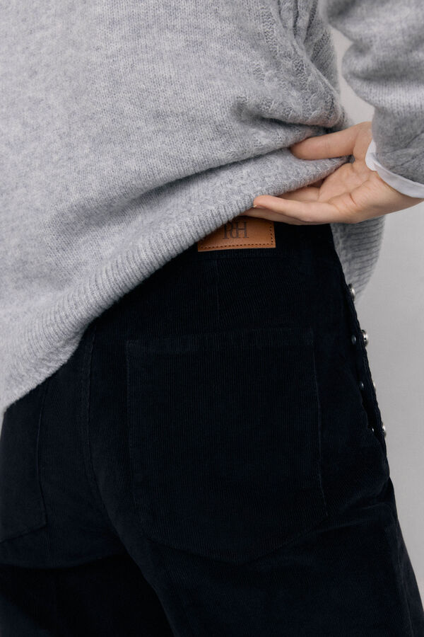 Pedro del Hierro Cal&ccedil;a cl&aacute;ssica de veludo veludo slim Preto