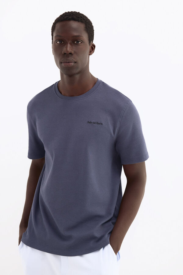 Pedro del Hierro T-shirt de manga curta em algod&atilde;o espanhol Azul