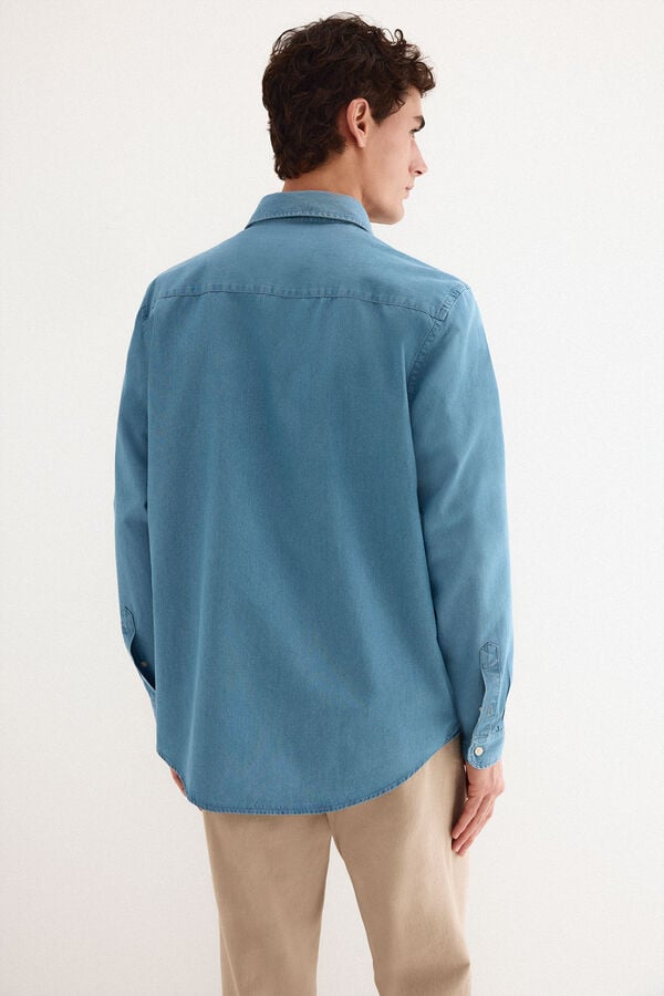 Pedro del Hierro Camisa denim de tecido italiano Azul