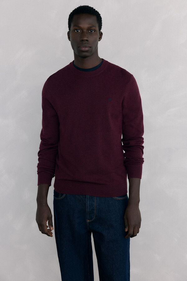 Pedro del Hierro Jersey cuello caja lana merino y cashmere Burdeos