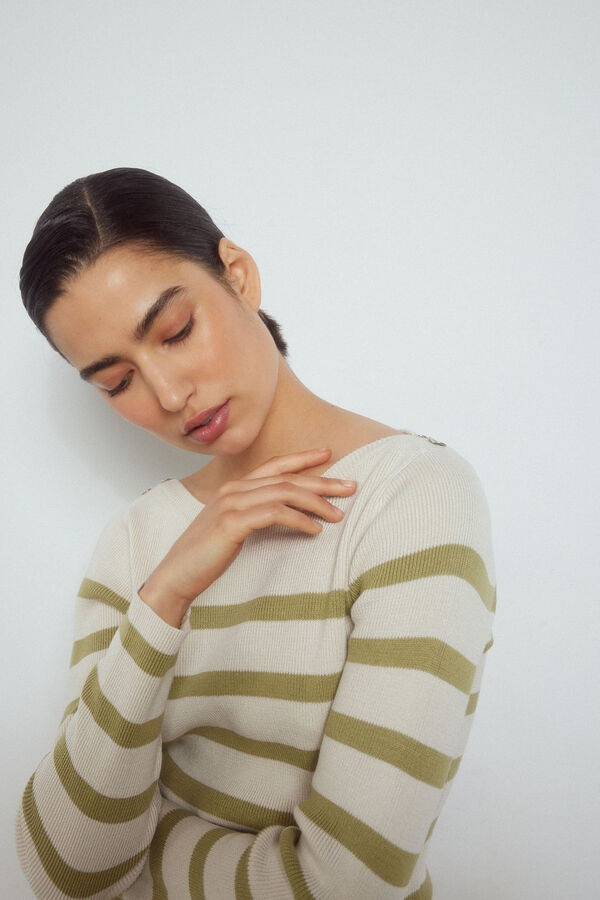 Pedro del Hierro Jersey de rayas canale botones Beige