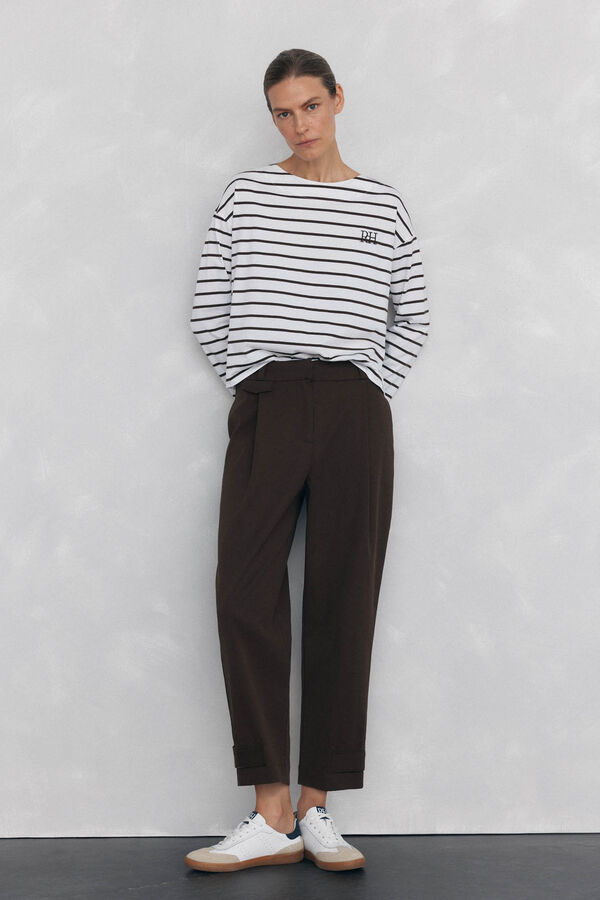 Pedro del Hierro T-shirt de marinheiro de algod&atilde;o espanhol Branco