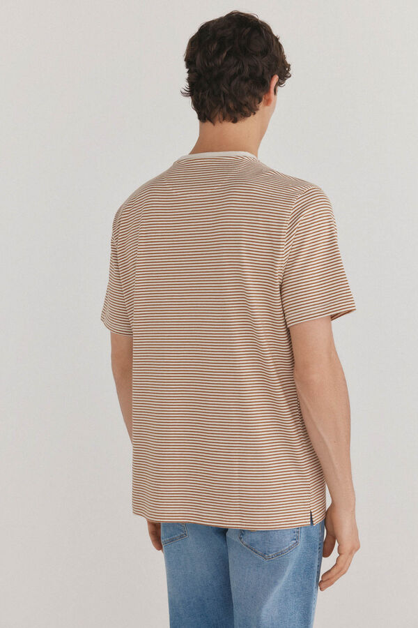 Pedro del Hierro Camiseta r&uacute;stica de rayas Marr&oacute;n