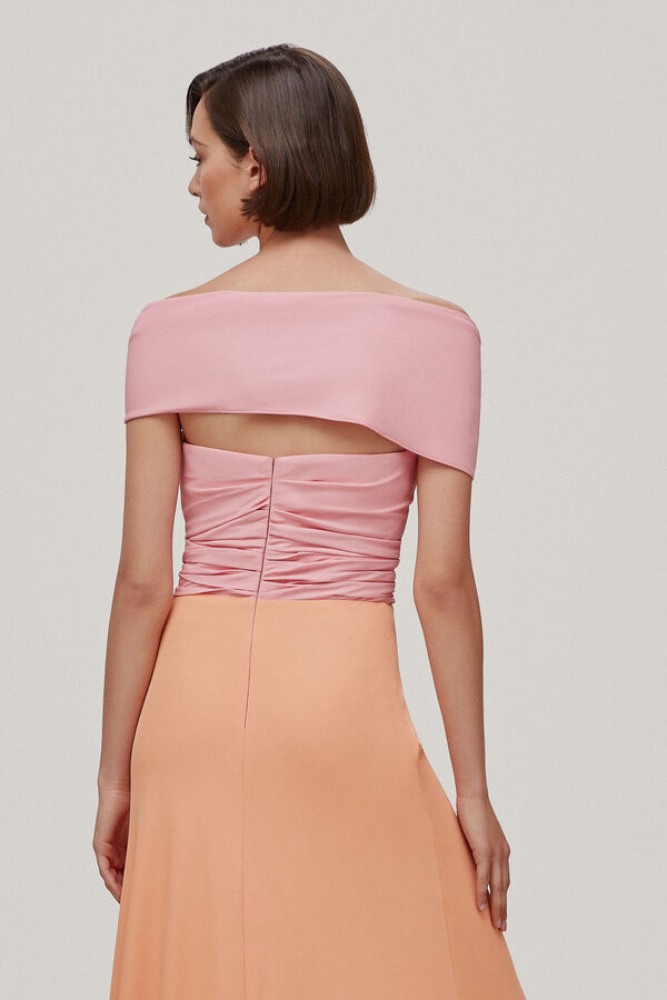 TFP by Tamara Falc&oacute; ANITA. Vestido off shoulder bicolor Rosa