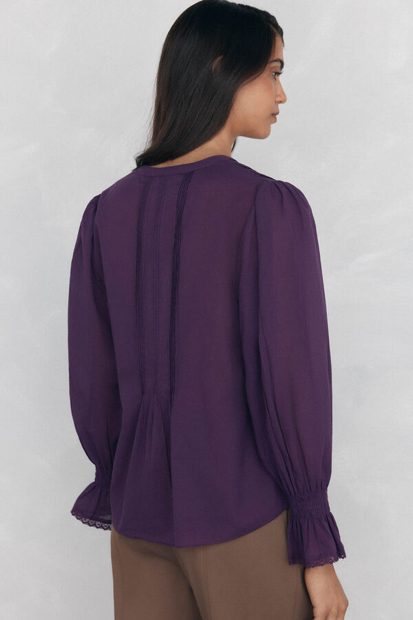 Pedro del Hierro Blusa rom&aacute;ntica volante Morado