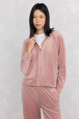 Pedro del Hierro Sudadera terciopelo capucha activewear Rosa
