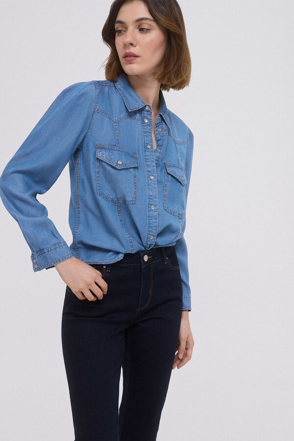 Pedro del Hierro Camisa jeans 100% tencel&trade; lyocell Azul