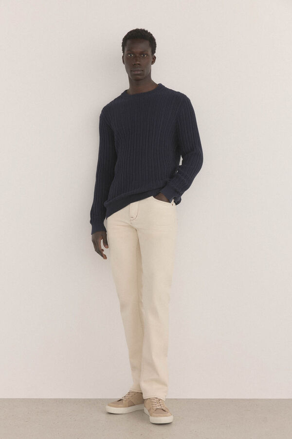 Pedro del Hierro Jersey estructura marino cuello redondo Azul