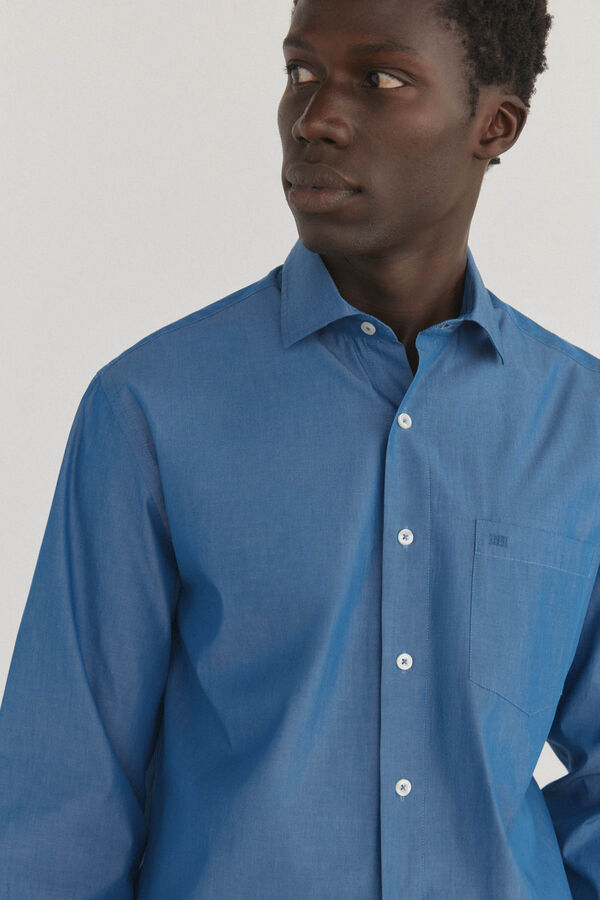 Pedro del Hierro Camisa lisa popel&iacute;n Azul