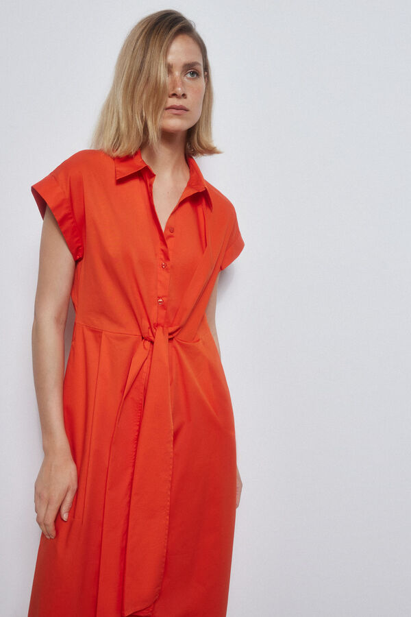 Pedro del Hierro Vestido camisero lazada Rojo