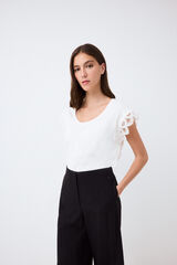 Pedro del Hierro T-shirt de manga em crochet Branco