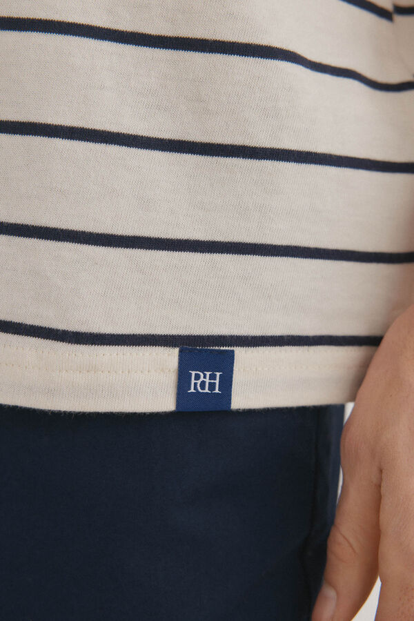 Pedro del Hierro Camiseta r&uacute;stica de rayas Crudo