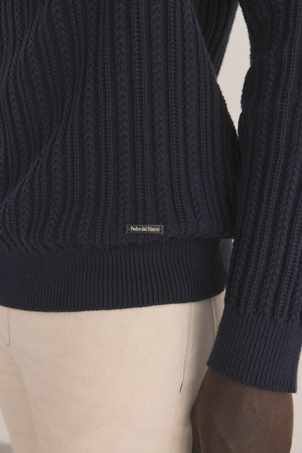 Pedro del Hierro Jersey estructura marino cuello redondo Azul