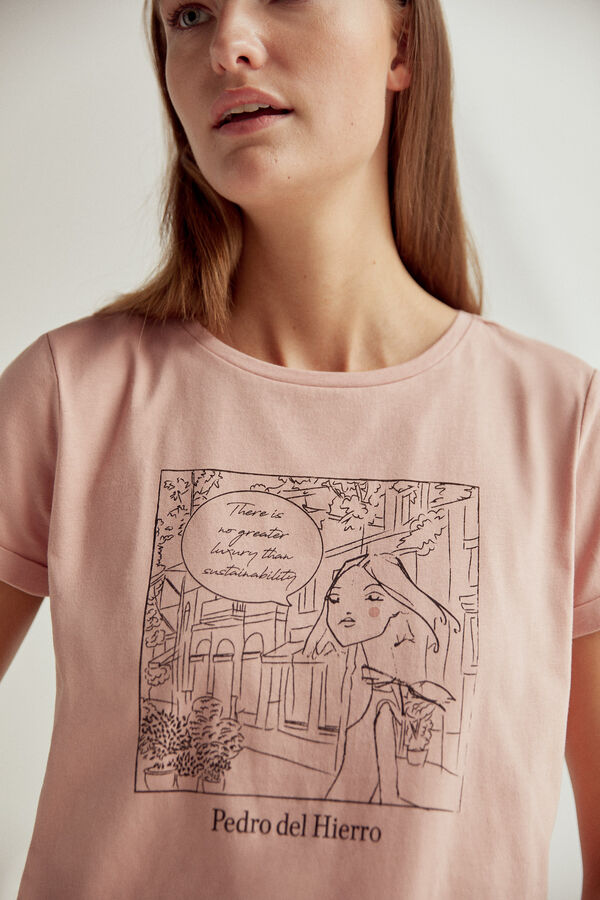 Pedro del Hierro Camiseta gráfico muñeca sostenible Rosa
