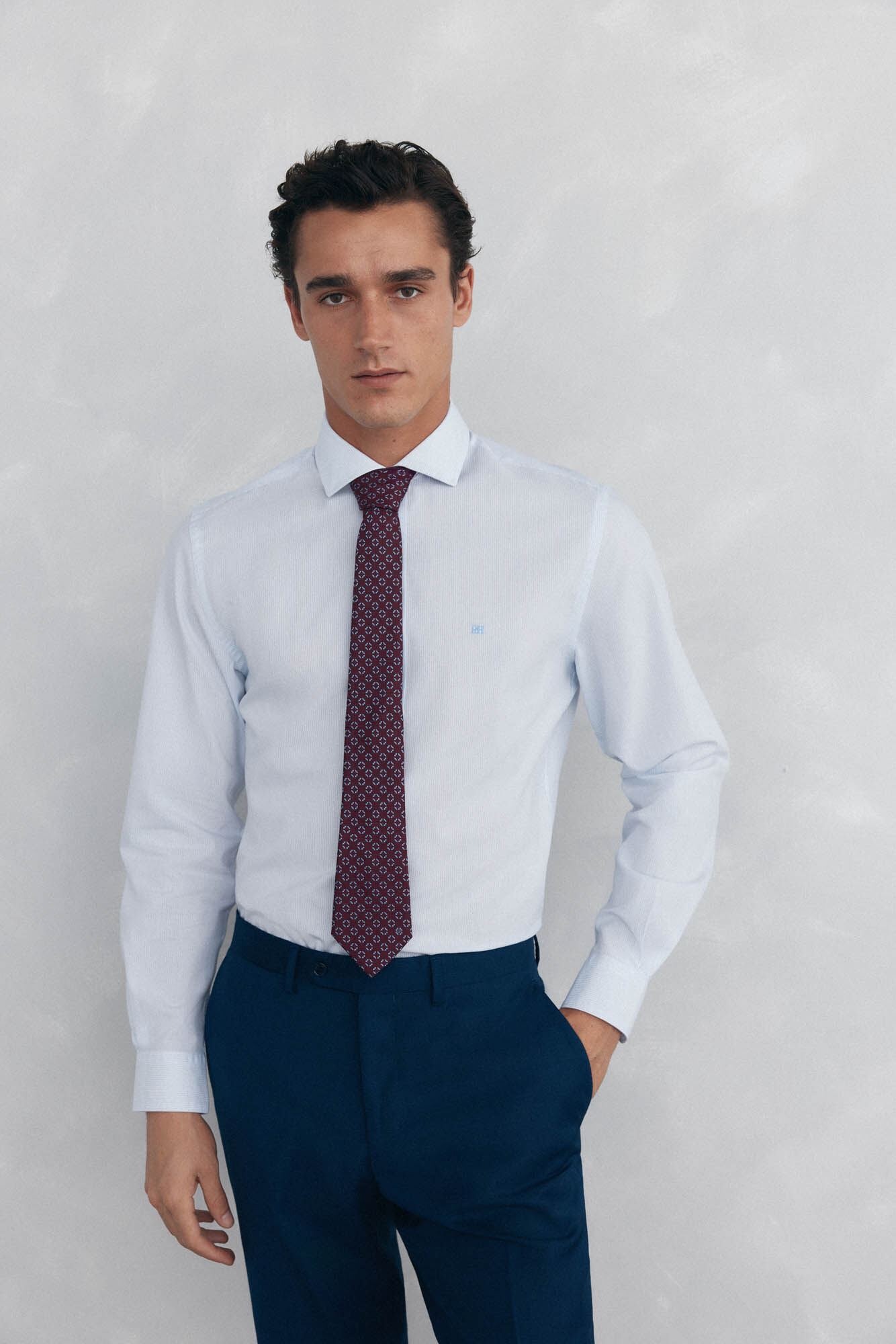 Pedro del Hierro Camisa micro-listras f&aacute;cil de passar + corte slim anti-odor