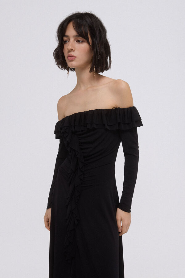 TFP by Tamara Falcó Vestido de punto con volantes Negro