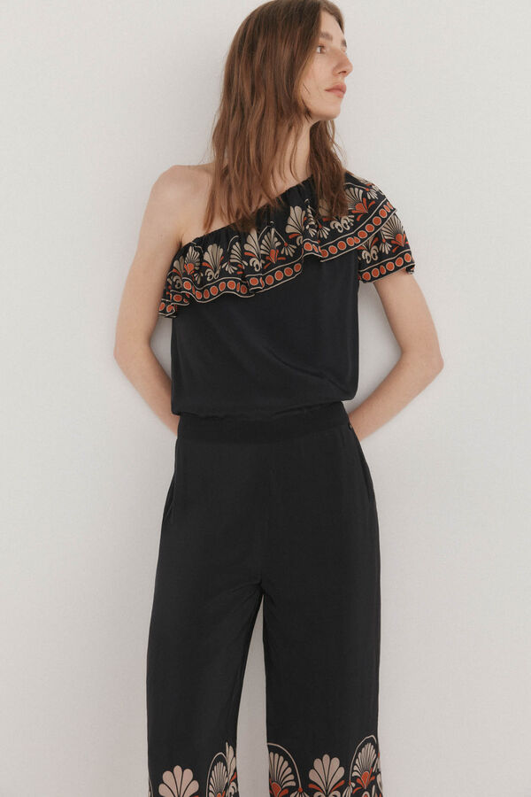 Pedro del Hierro Top asim&eacute;trico estampado Naranja