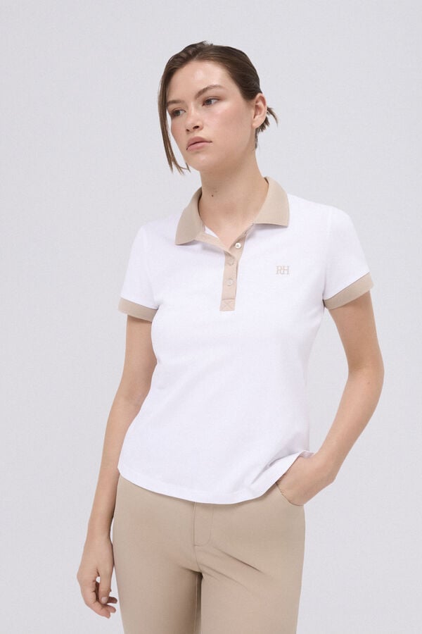 Pedro del Hierro Pólo de golfe de manga curta Ecru