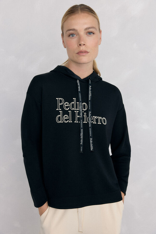 Pedro del Hierro Sudadera capucha logo soft touch Negro