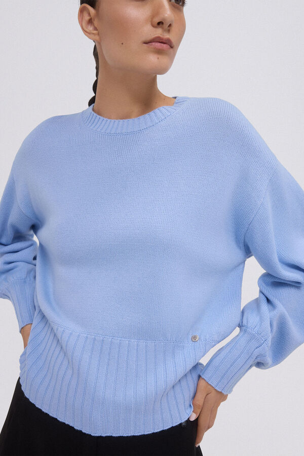 Pedro del Hierro Jersey manga abullonada Azul