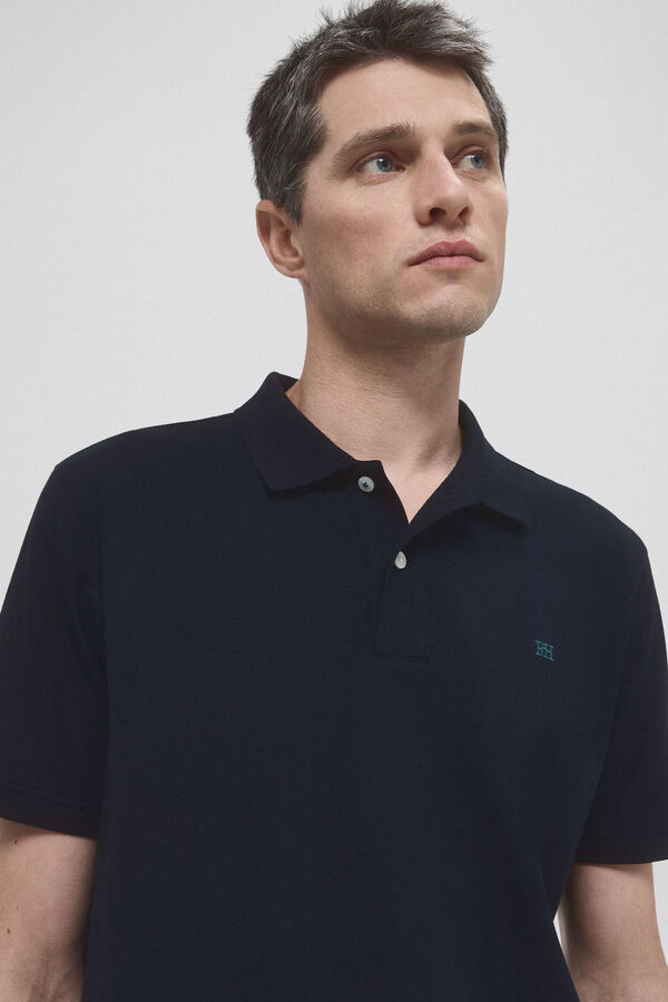 Pedro del Hierro Polo b&aacute;sica com logo bordado Azul