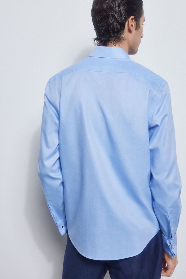 Pedro del Hierro camisa g&eacute;meos lisa non iron + antimanchas Azul