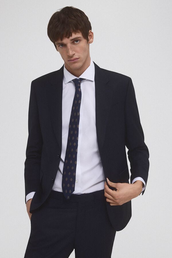 Pedro del Hierro Camisa de fato lisa f&aacute;cil de engomar Branco