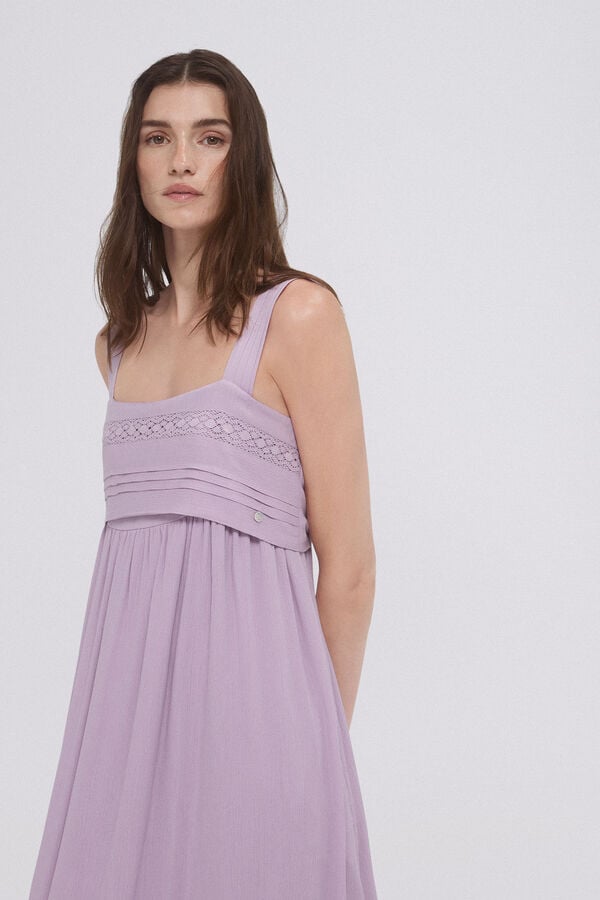 Pedro del Hierro Vestido de tirantes con volante Morado
