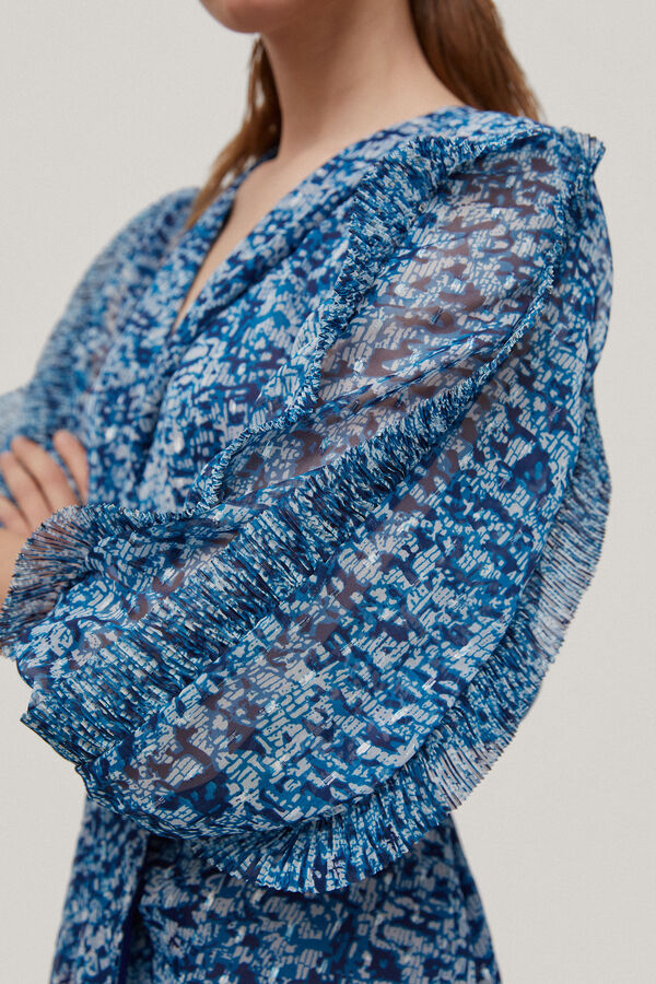 Pedro del Hierro Vestido estampado con lurex Turquesa