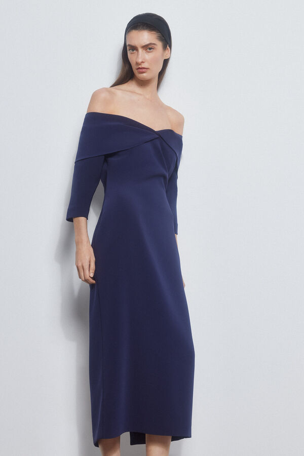Pedro del Hierro Vestido bodycon off shoulders Azul