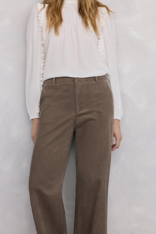 Pedro del Hierro Cal&ccedil;as de veludo cl&aacute;ssicas de perna larga Marrom