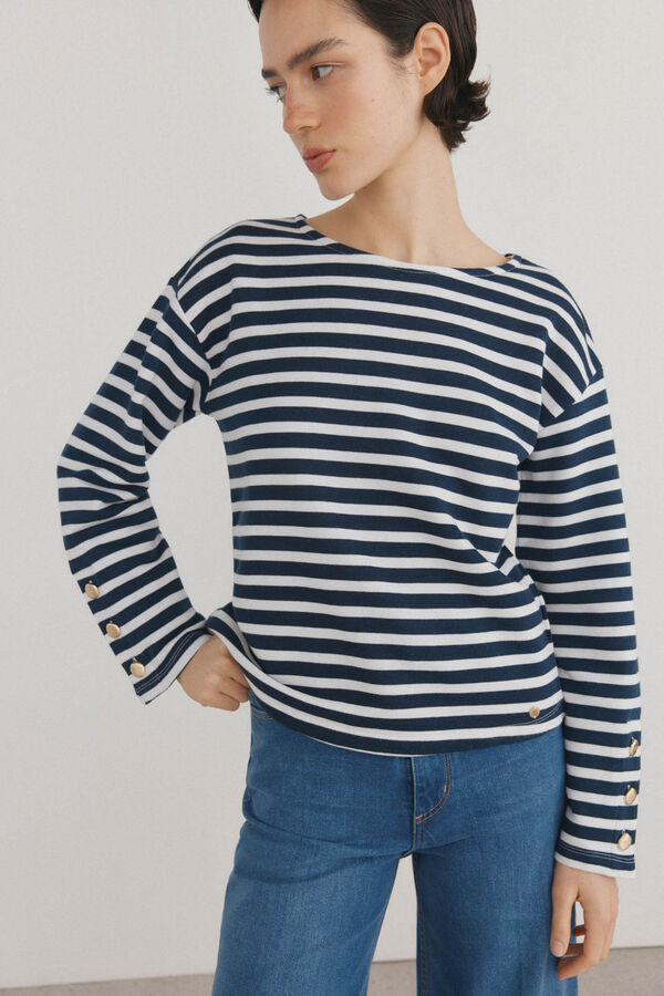 Pedro del Hierro Sudadera b&aacute;sica rayas Azul