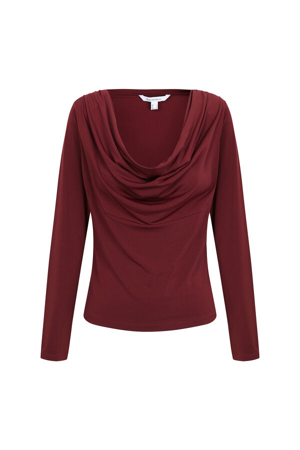 Pedro del Hierro Camiseta escote drapeado Burdeos