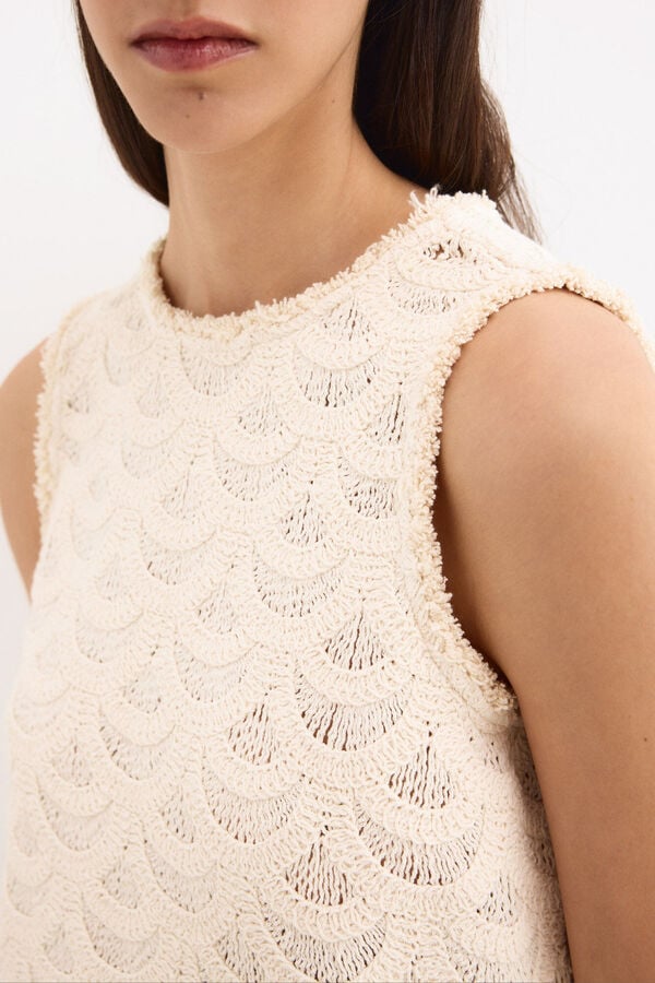 Pedro del Hierro Top crochet sin mangas Beige