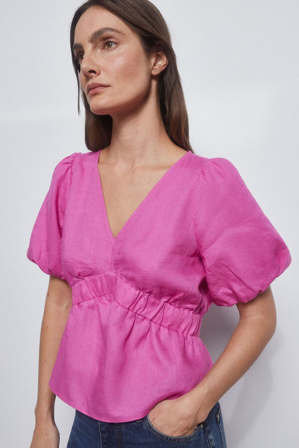 Pedro del Hierro Top lino manga corta Morado