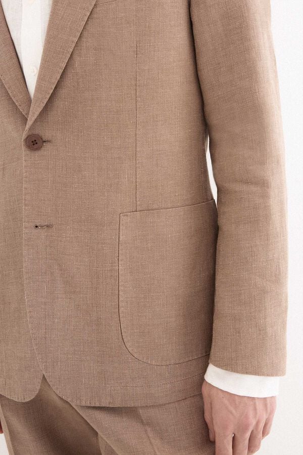 Pedro del Hierro Blazer coordenado em mistura de linho Beige
