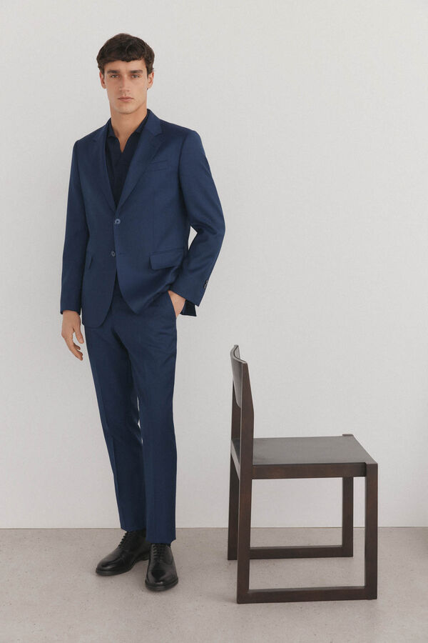 Pedro del Hierro Pantal&oacute;n algod&oacute;n y lino Azul