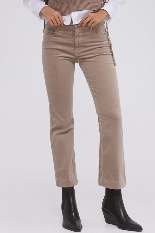 Pedro del Hierro Cal&ccedil;a flare de veludo Cizento