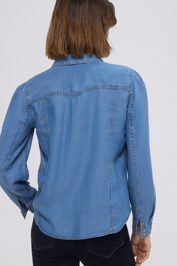 Pedro del Hierro Camisa jeans 100% tencel&trade; lyocell Azul